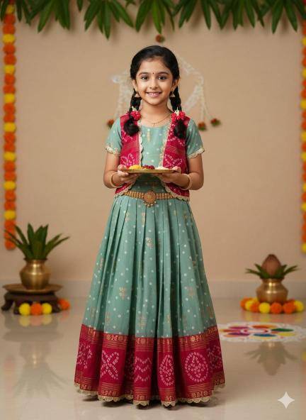 Pavitra Ugadi Silk Blue Children clothing supplier in Delhi